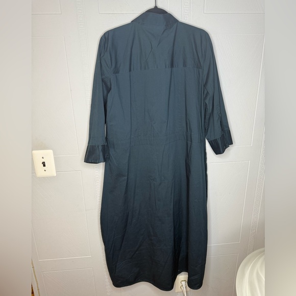 Universal Standard Asymmetric Shirtdress Cotton Blend Teal Medium 18-20 EUC - Picture 2 of 13